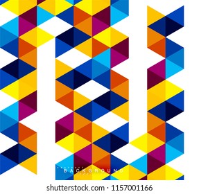Fondo abstracto de triángulos multicolores, concepto de mosaicos, ilustración vectorial