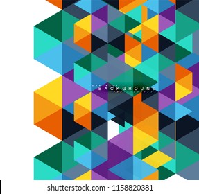 Fondo abstracto de triángulos multicolores, concepto de mosaicos, ilustración vectorial