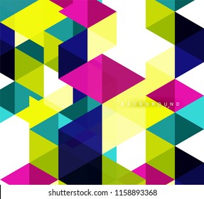 Multicolored triangles abstract background, mosaic tiles concept, vector illustration