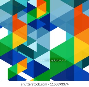 Multicolored triangles abstract background, mosaic tiles concept, vector illustration