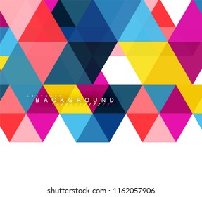 Fondo abstracto de triángulos multicolores, concepto de mosaicos, ilustración vectorial