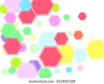 Multicolored triangles fall from a pillar built of triangles. Scattered colorful triangles, children's toys. Textured abstract background of scattered and overlapped geometrical shapes.