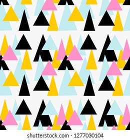 multicolored triangles seamless pattern on a white background.