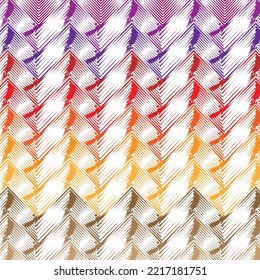 multicolored triangular pattern
with free streaks arranged vertically with horizontally beautifully patterned fabric