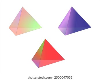 Multicolored triangular pyramids on a white background. Vector