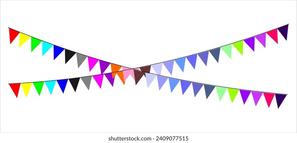 Multicolored Triangular Small Flags to Celebration Party Against. Design