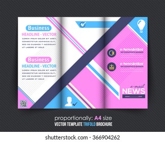 Multicolored Tri-fold A4 Brochure Design and Catalog Vector Concept Template 