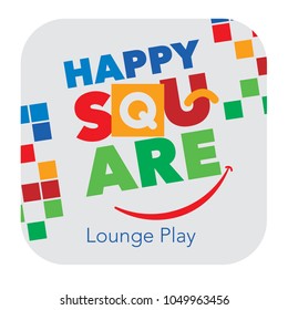 multicolored typographic game of the expression happy square fun and playful, ideal for logo use for games or business for children. Use the colors of the rainbow, very cool and attractive for offers.