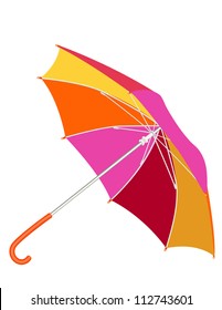 Multicolored umbrella on a white background