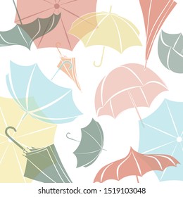 Multicolored umbrella pattern floating in the air