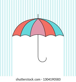 Multicolored umbrella and rain. Vector