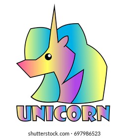 Multi-colored unicorn with a gradient and a signature