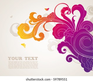 multicolored unique floral ornament with butterflies