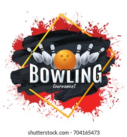 Multicolored Vector Background. Bowling Poster, Event Info Postcard Design Sports Ad Web Banner or Card Template