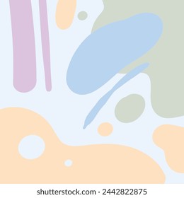 Multicolored vector background in pastel colors. Hand drawn illustration of shapes, circles and stripes.