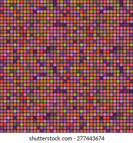 Multicolored vector background. Small mosaic seamless pattern. Rounded squares.