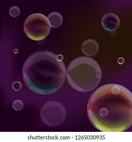 multicolored vector bubbles on a dark violet background. Vector illustration. EPS10.