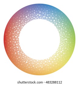 Multi-colored vector circle with networked cells or circles with open space on white