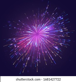 multicolored vector fireworks, explosion of joy in the sky