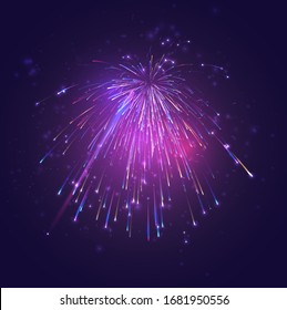 multicolored vector fireworks, explosion of joy in the sky