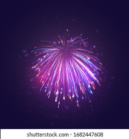 multicolored vector fireworks, explosion of joy in the sky