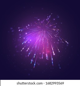 multicolored vector fireworks, explosion of joy in the sky