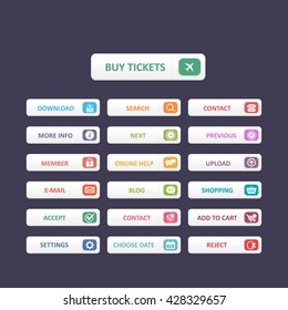 Multicolored Vector Flat Website Buttons Set