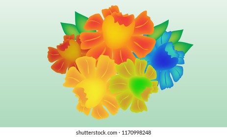 Multicolored vector flowers with beautiful shades. EPS 10.