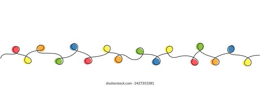 Multi-colored vector garland using one line and spot technique