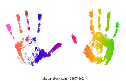 Multicolored vector hand prints