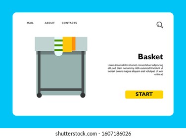 Multicolored vector icon of basket with dirty laundry and socks