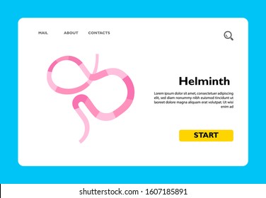Multicolored vector icon of big pink helminth