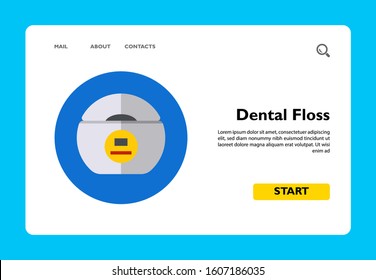 Multicolored vector icon of box with dental floss