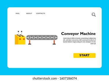 Multicolored vector icon of conveyor machine with operating desk