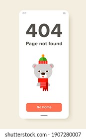 Multicolored vector icon of cute cartoon white bear wearing hat and scarf