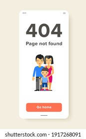 Multicolored vector icon of family of husband, wife and their son in front of them