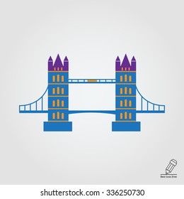 Multicolored vector icon of famous London Bridge