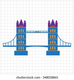 Multicolored vector icon of famous London Bridge