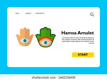 Multicolored vector icon of Hamsa amulets with all-seeing eyes