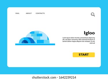 Multicolored vector icon of igloo, spherical Eskimo snow house