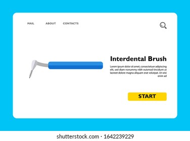 Multicolored vector icon of interdental brush for braces