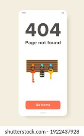 Multicolored vector icon of keys and alarm keychain hanging on board