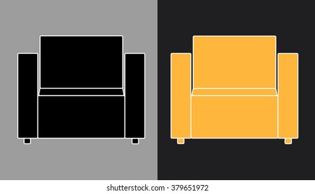 Multicolored vector icon of orange and black armchairs
