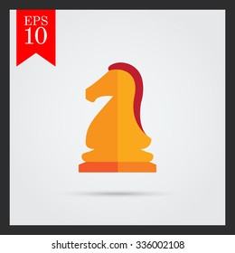 Multicolored vector icon of orange chess knight
