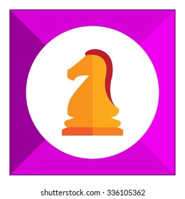 Multicolored vector icon of orange chess knight