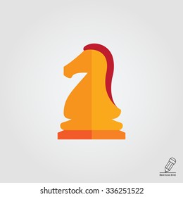 Multicolored vector icon of orange chess knight