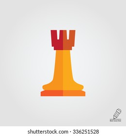 Multicolored vector icon of orange chess rook