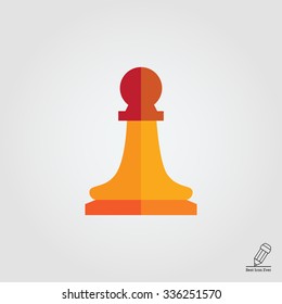 Multicolored vector icon of orange chess pawn