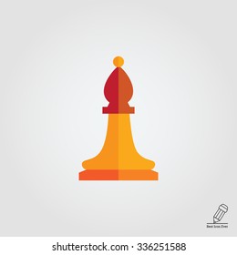 Multicolored vector icon of orange chess bishop