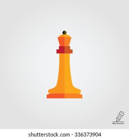 Multicolored vector icon of orange chess queen